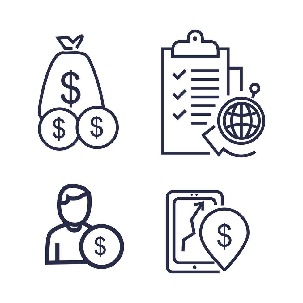 financial business concept set icon collection vector