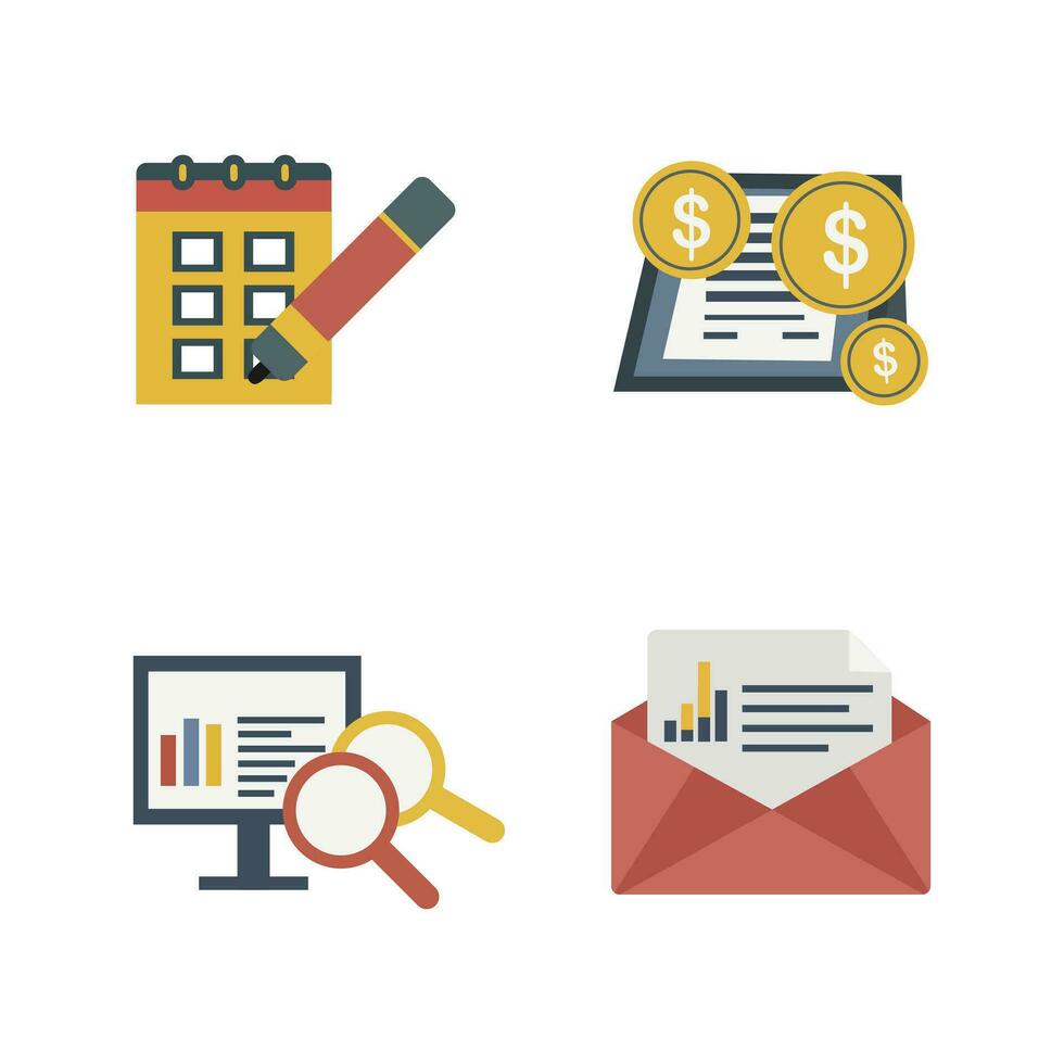 financiero negocio concepto conjunto icono colección vector