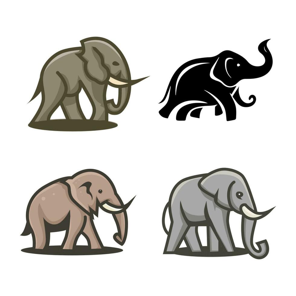 collection of vector illustrations of elephant animals