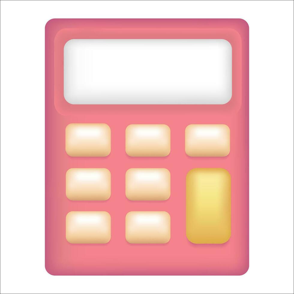 Calculator in Isolated Background Vector Illustration. 3d minimal calculator vector render concept of financial management