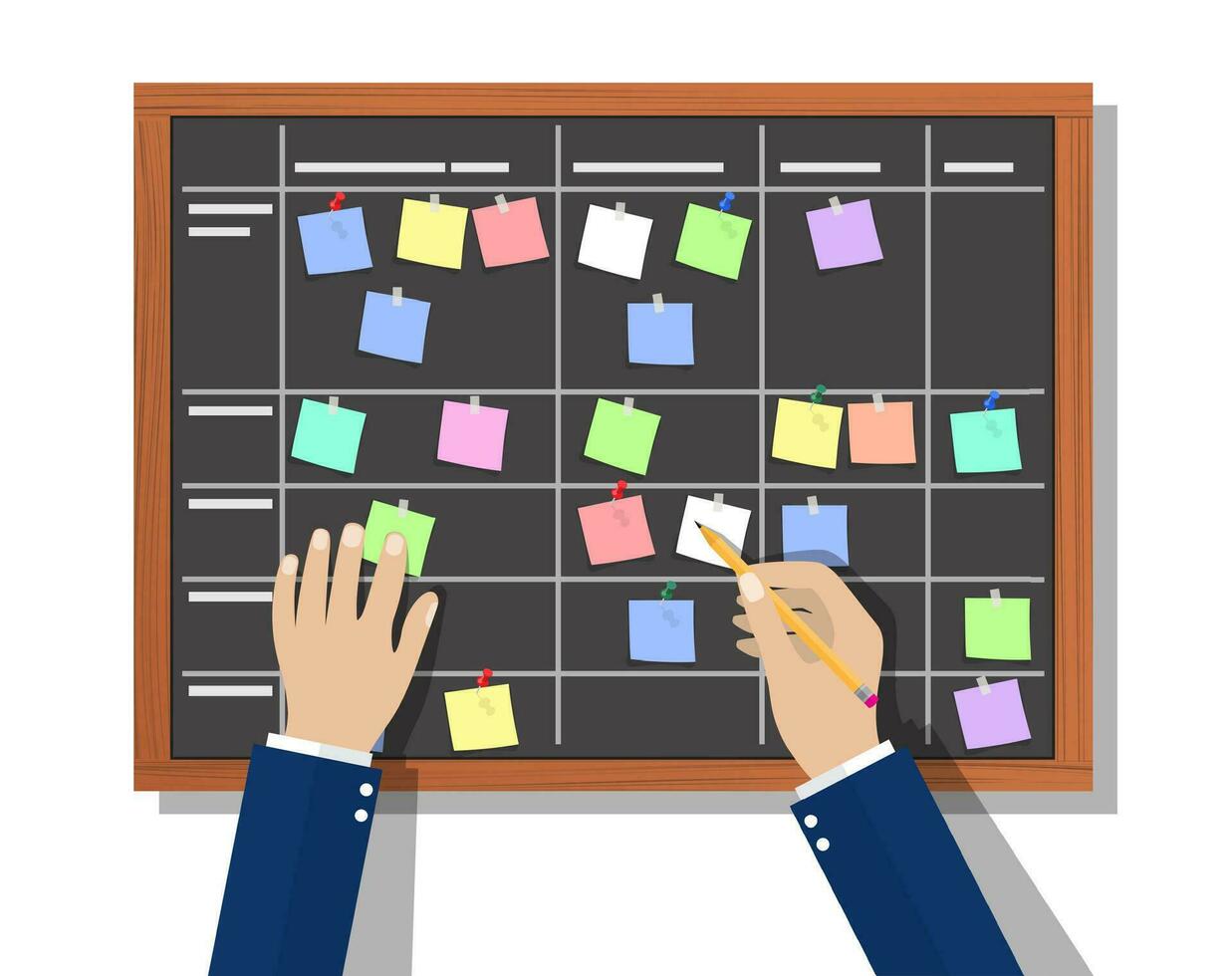 Calendar schedule board with collaboration plan, vector