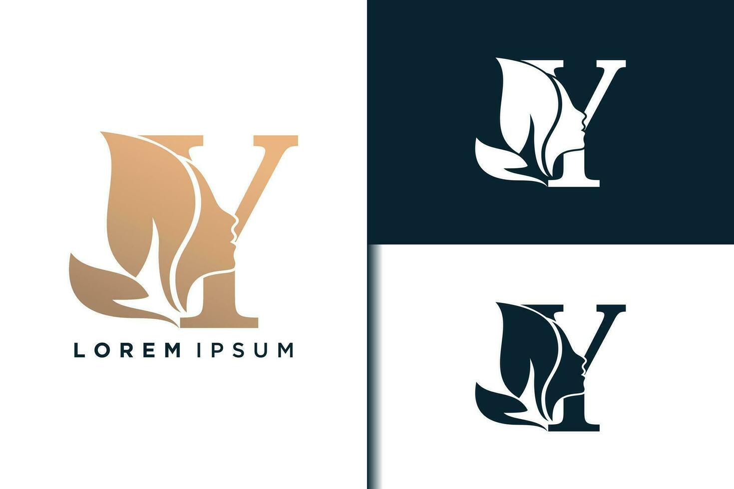 y letter logo design with beauty face concept idea vector