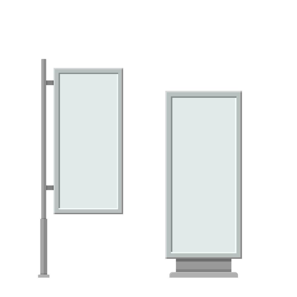 Large blank, empty, white billboard screen, isolated on white background, for your advertisement and design. Vector illustration in flat style