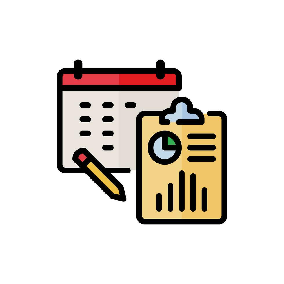 vector Monthly business report icon in simple colored outline style