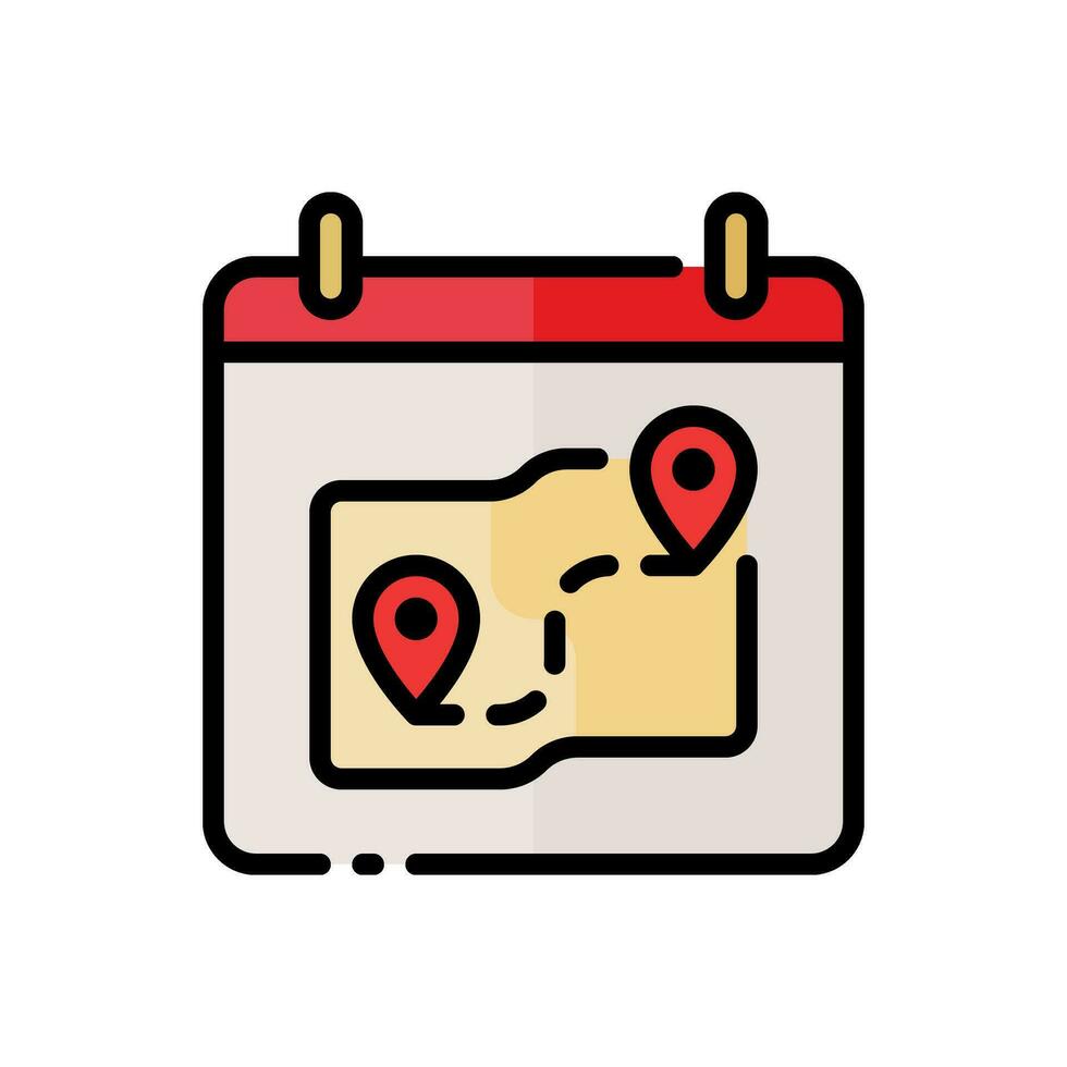 vector icon for traveling to a place in a simple colored outline style