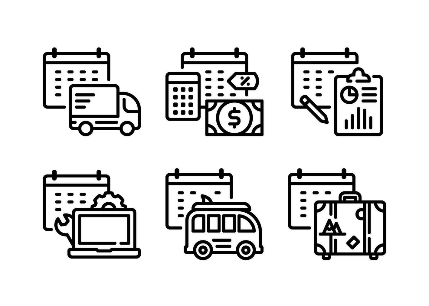 Monthly calendar vector illustration, simple line style, including monthly budget, vacation planning, service schedule and others.