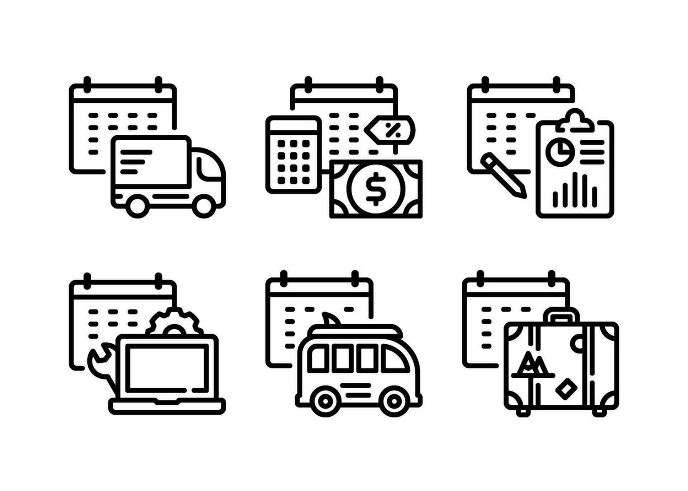 Monthly calendar vector illustration, simple line style, including monthly budget, vacation planning, service schedule and others.