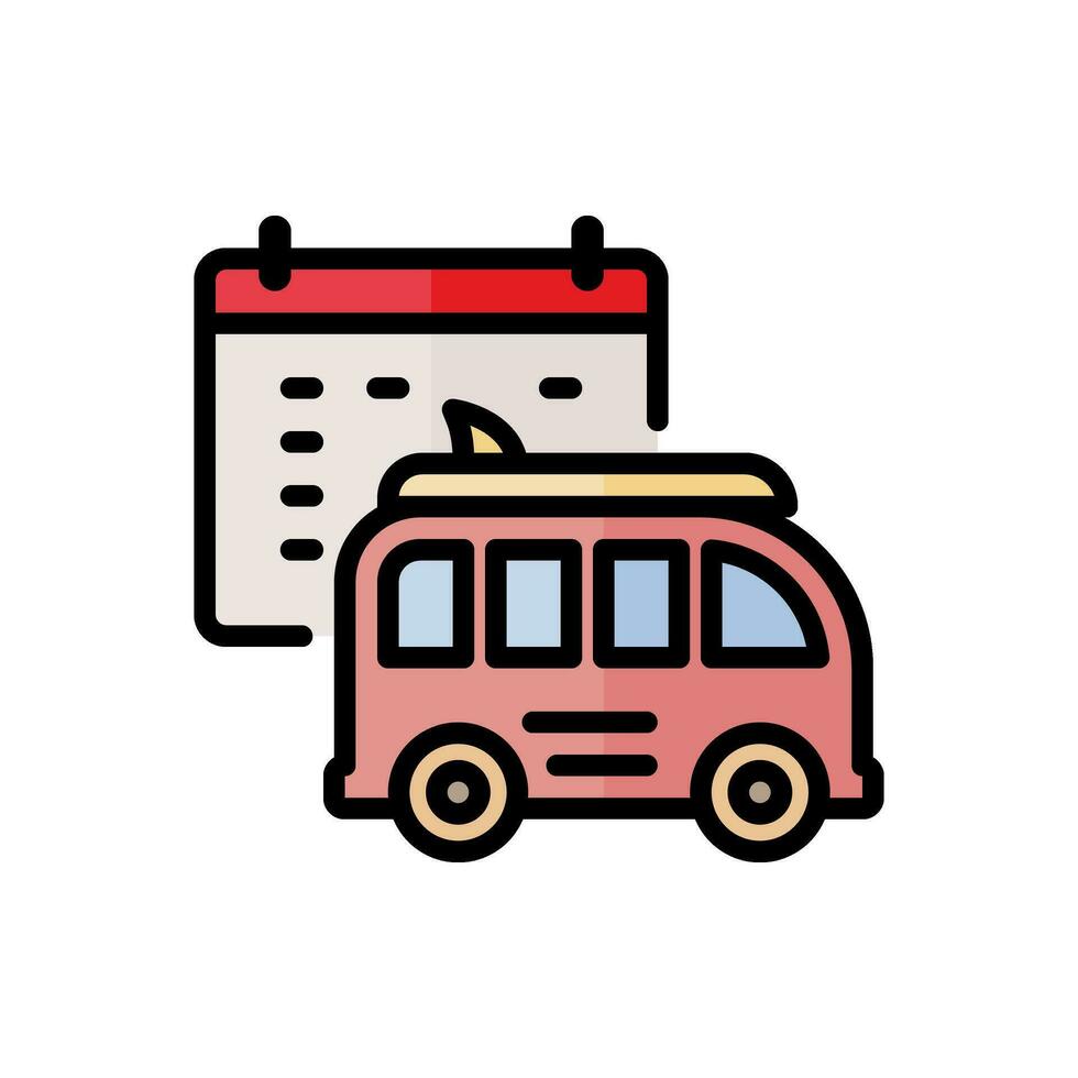 vector Car excursion schedule icon in simple colored outline style