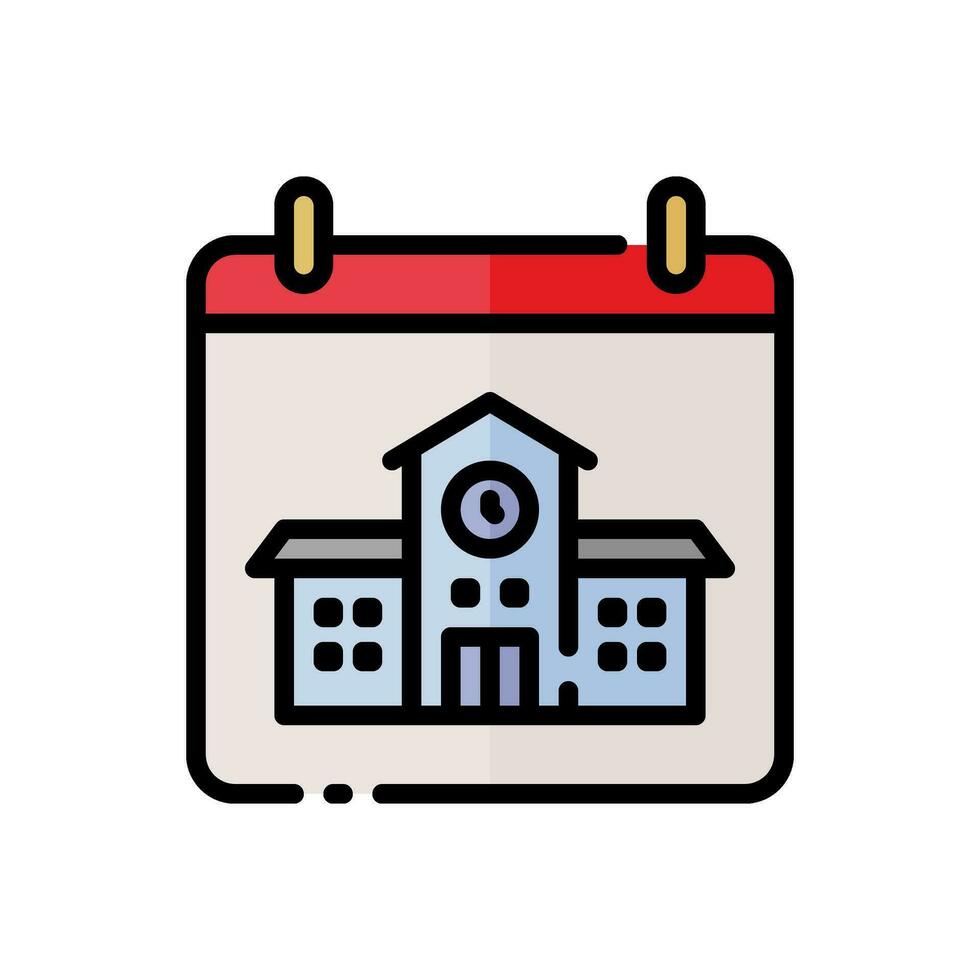 vector School academic schedule icon in simple colored outline style