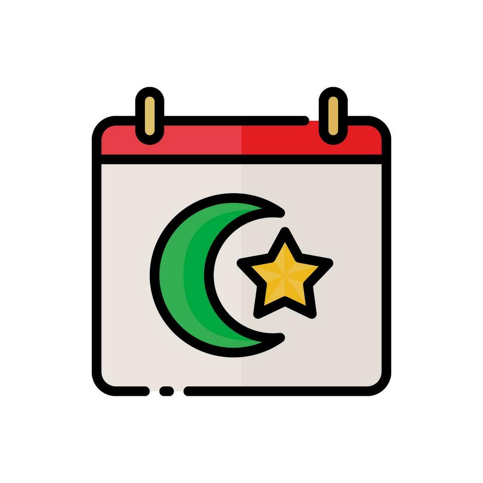 vector islámico hijri calendario icono en sencillo de colores contorno estilo