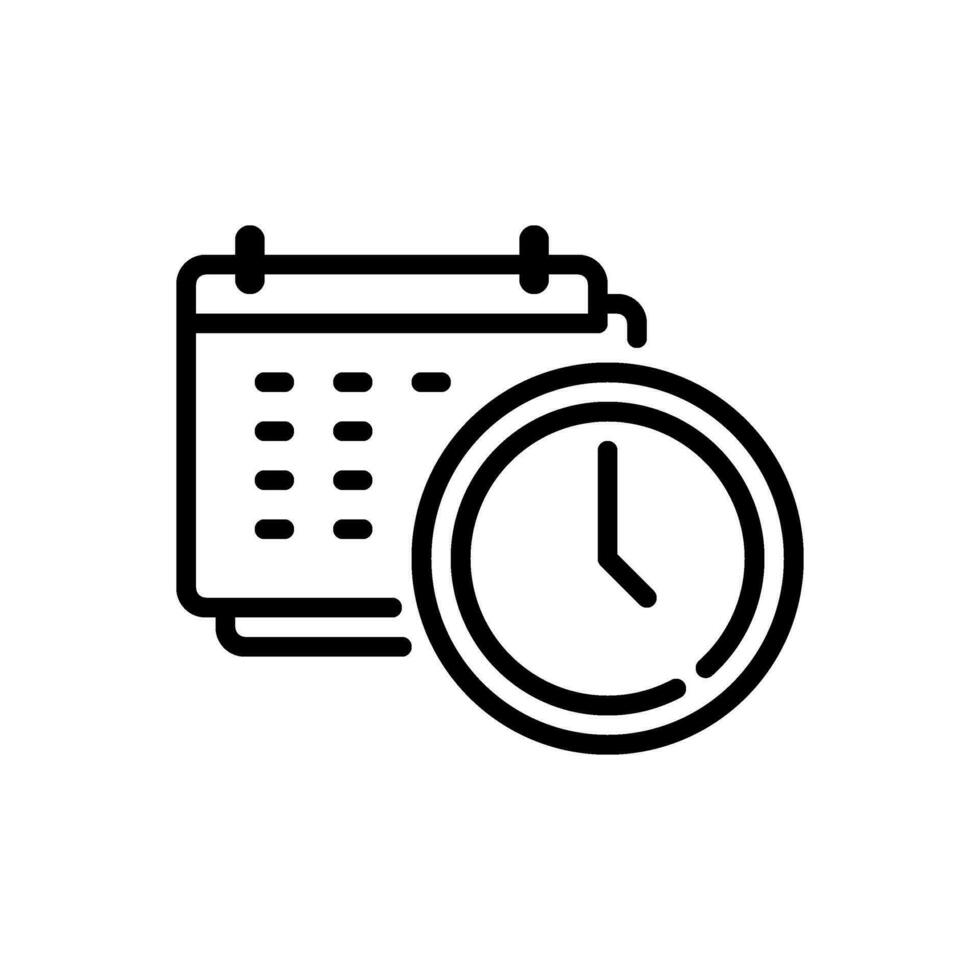 Date and time icon in simple line style vector