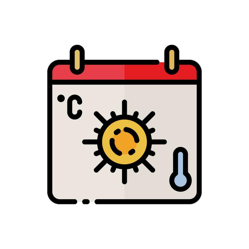 vector Summer calendar icon in simple colored outline style