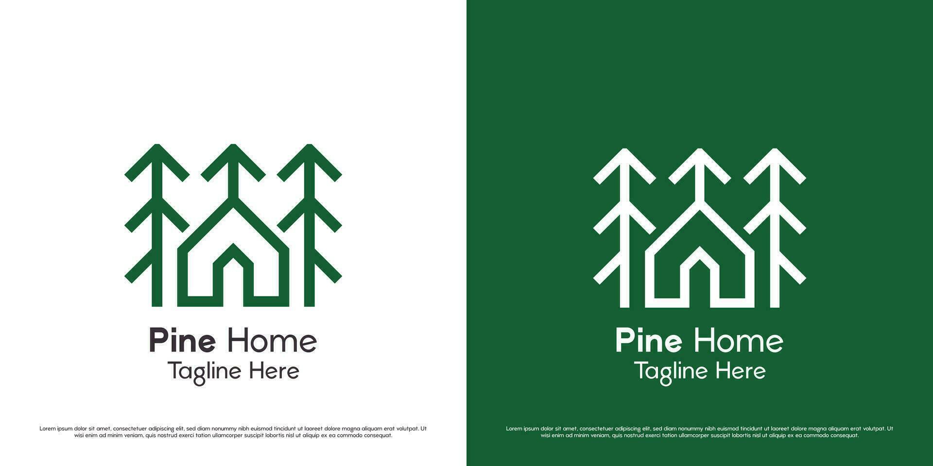 pino casa logo diseño ilustración. pino bosque árbol bio casa edificio silueta. sencillo minimalista icono símbolo para natural pueblo alojamiento. vector