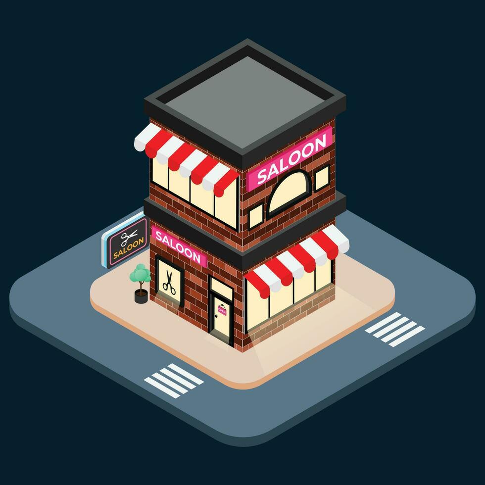 Isometric Saloon Shop Building vector