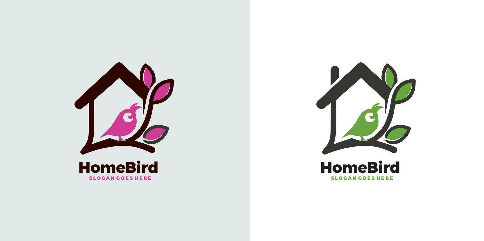bird home with leaves around the home as a comfortable place to live Logo free vector