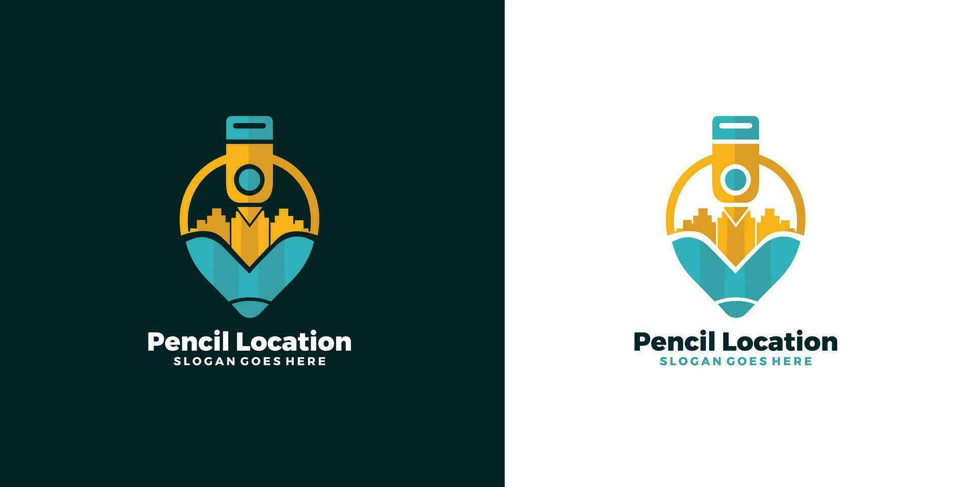 Pencil location, pencil minimal logo icon simple and clean vector