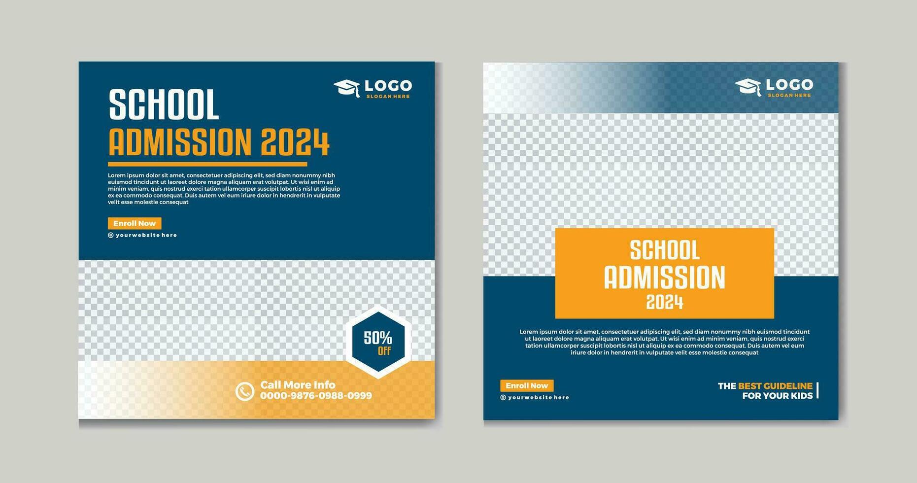 School admission social media post banner design. free vector