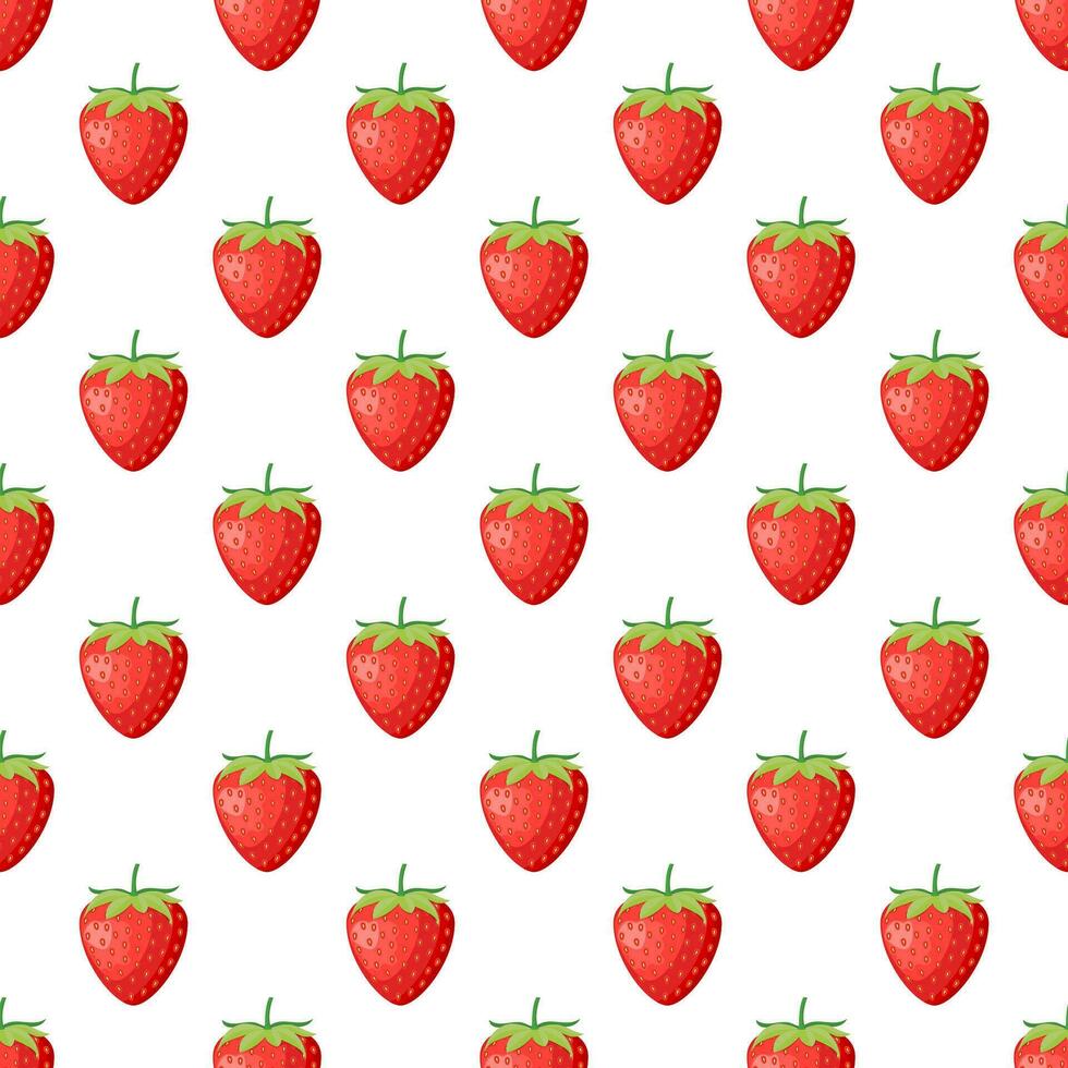 bayas Fruta fresa con hojas sin costura modelo para textil huellas dactilares, tarjetas, diseño. vector ilustración en plano estilo