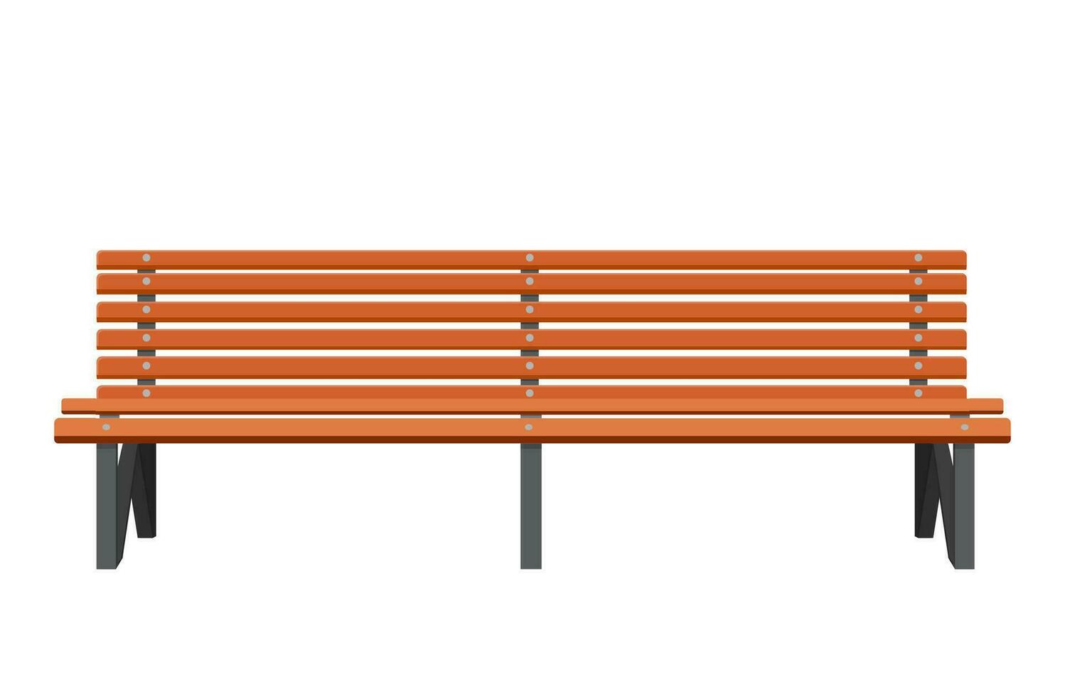 Wooden bench isolated on white background. City park bench. Vector illustration in flat style