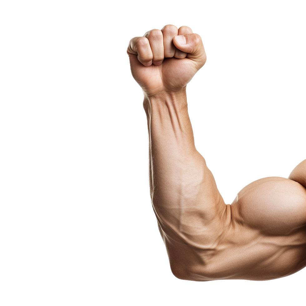 AI generated Male athlete flexing muscle isolated on transparent background png