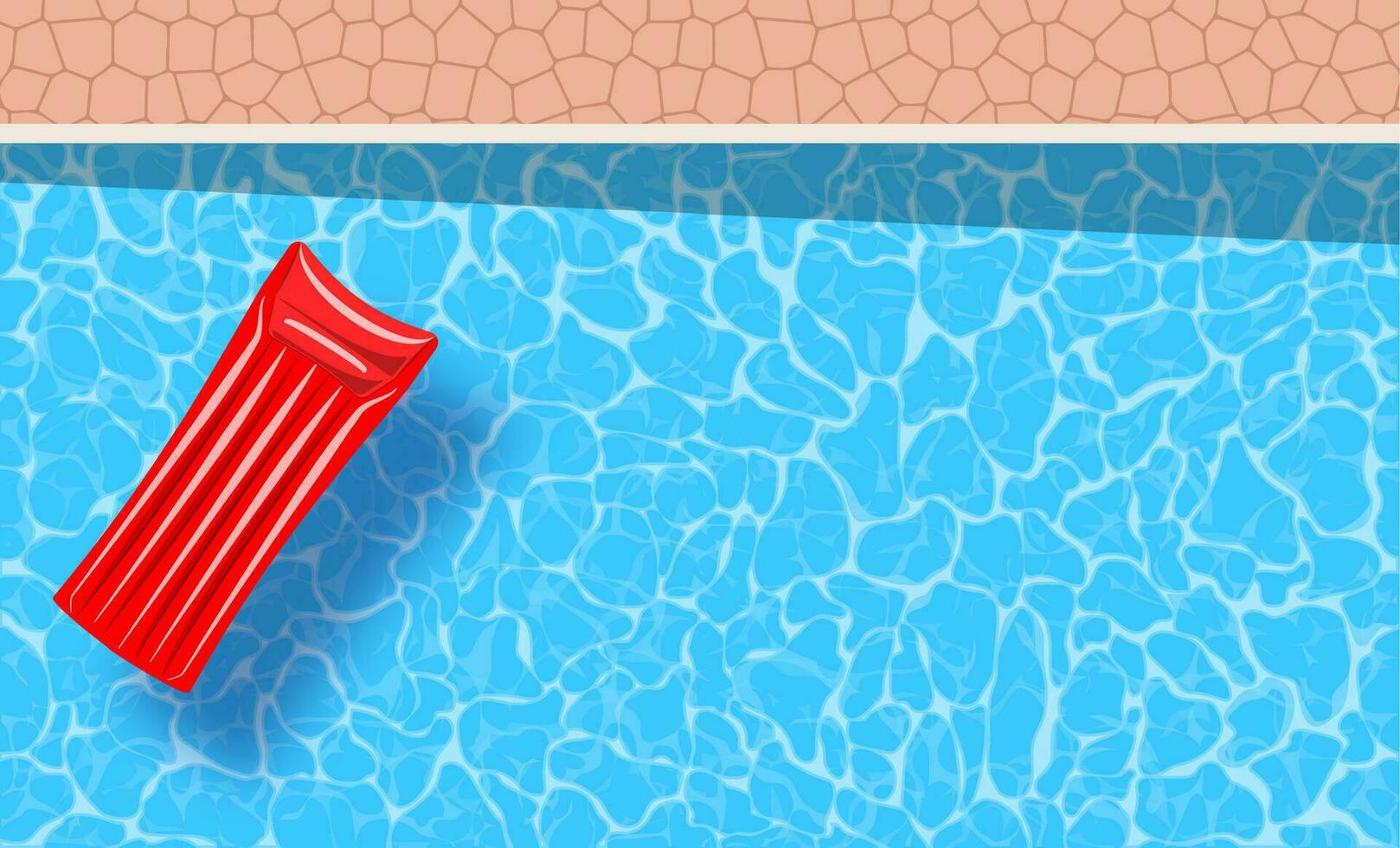 inflable colchón flotante en un nadando piscina. póster modelo para verano día festivo. verano piscina fiesta bandera con espacio para texto. vector ilustración en plano estilo