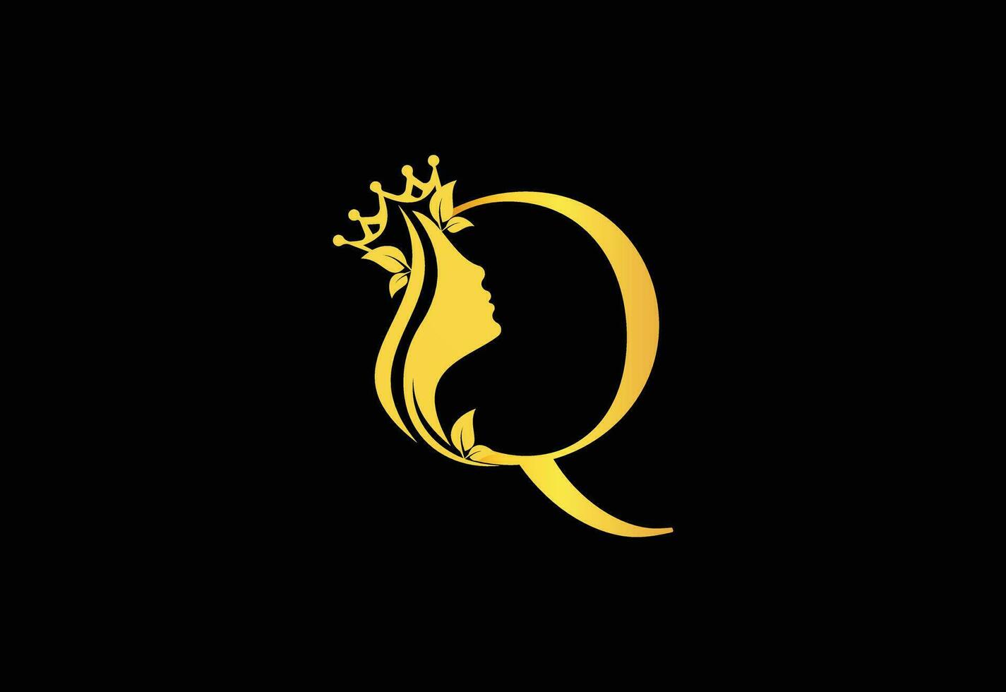 Golden Luxury Beauty Classic Letter Q Brand Icon vector