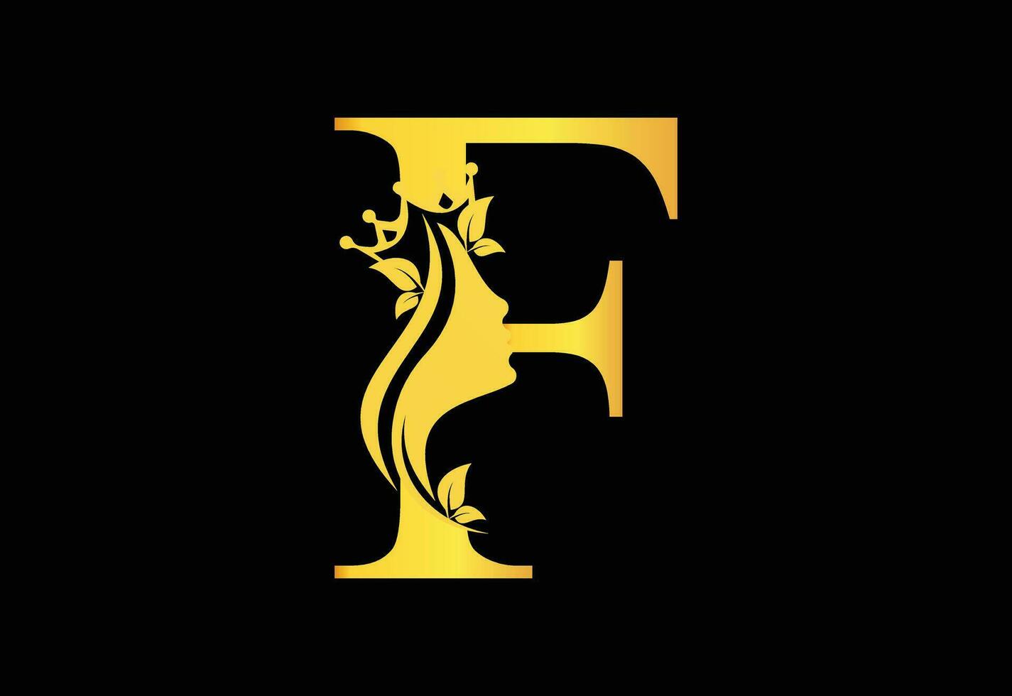 Golden Luxury Beauty Classic Letter F Brand Icon vector