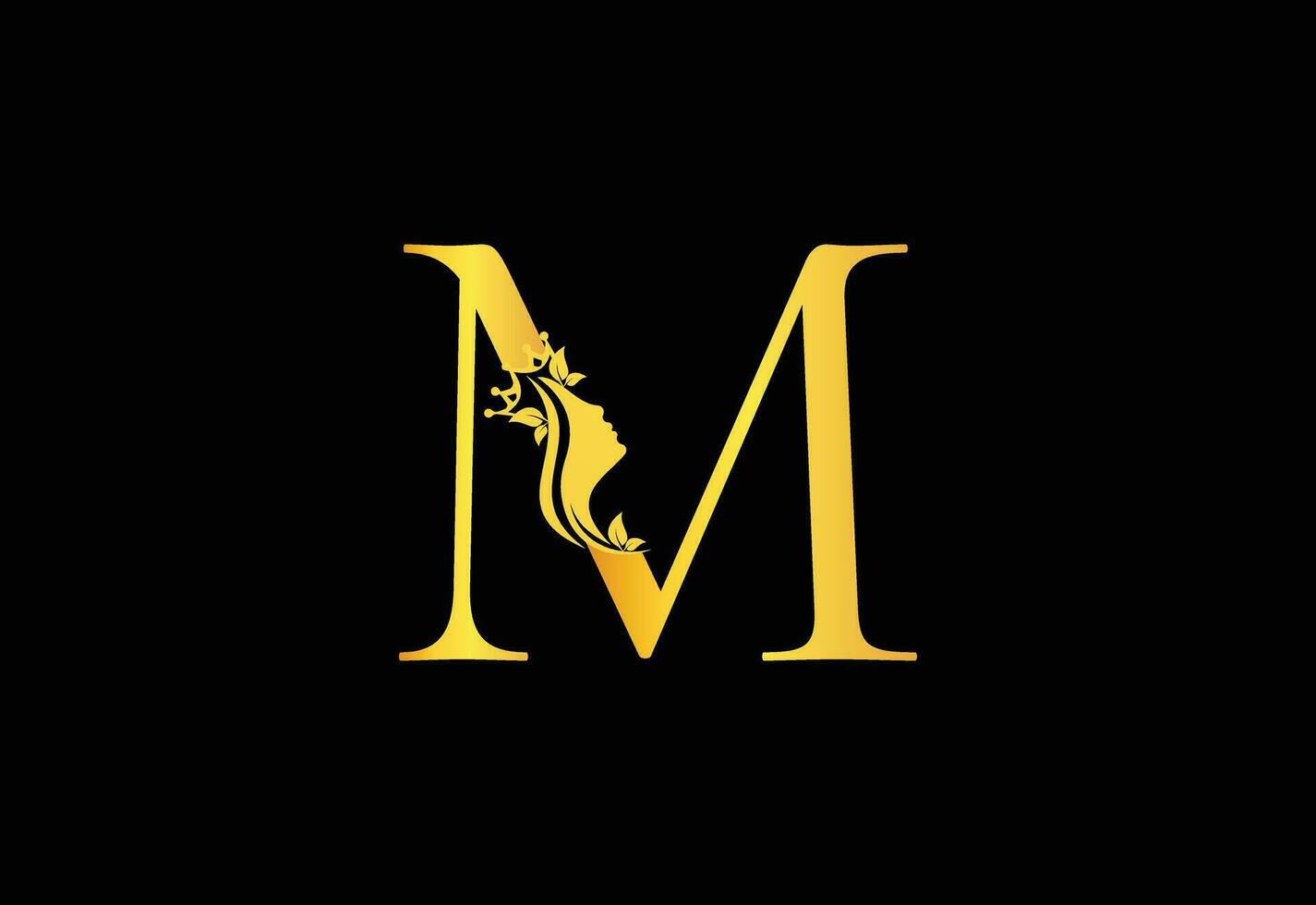 Golden Luxury Beauty Classic Letter M Brand Icon vector