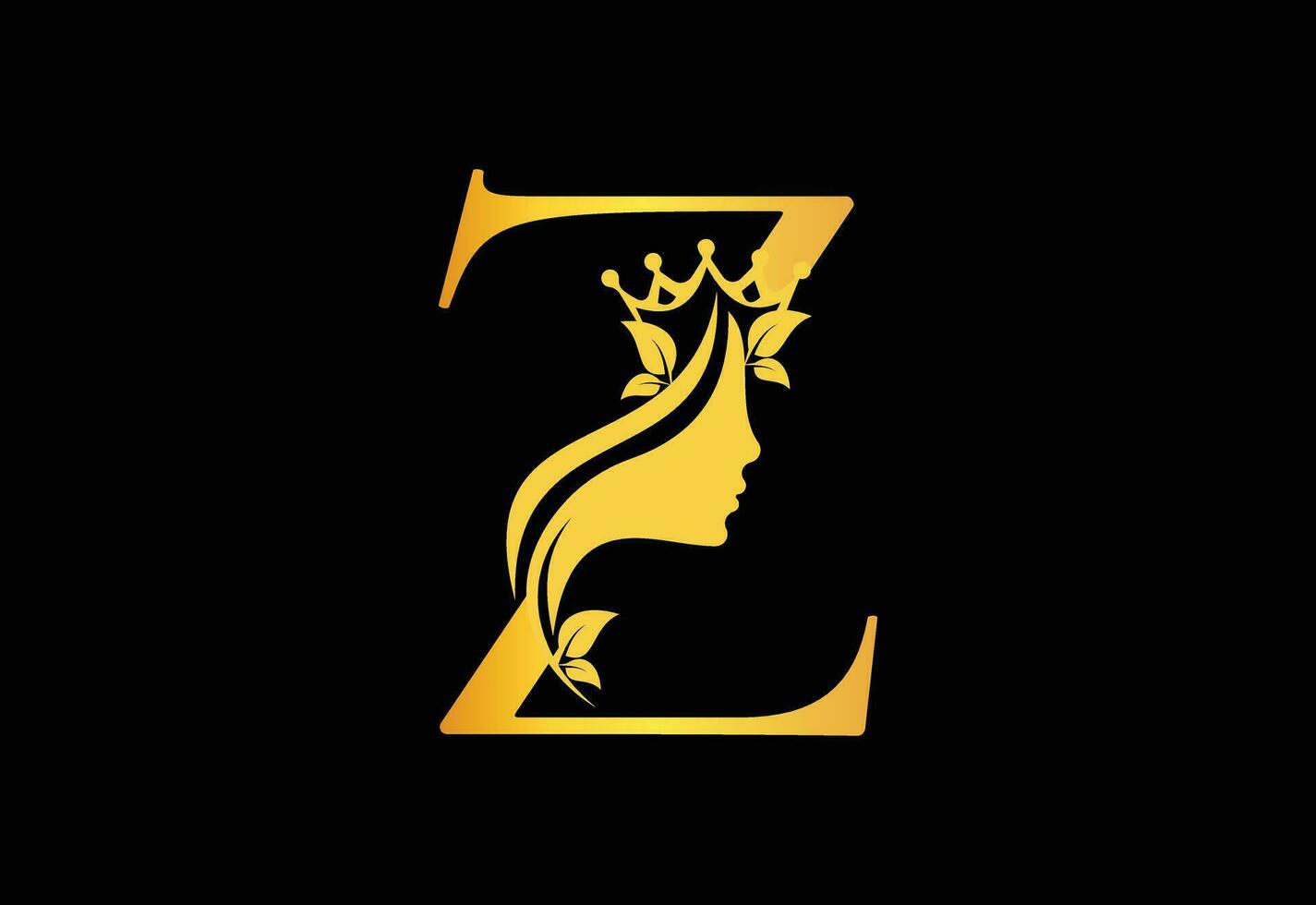 Golden Luxury Beauty Classic Letter Z Brand Icon vector