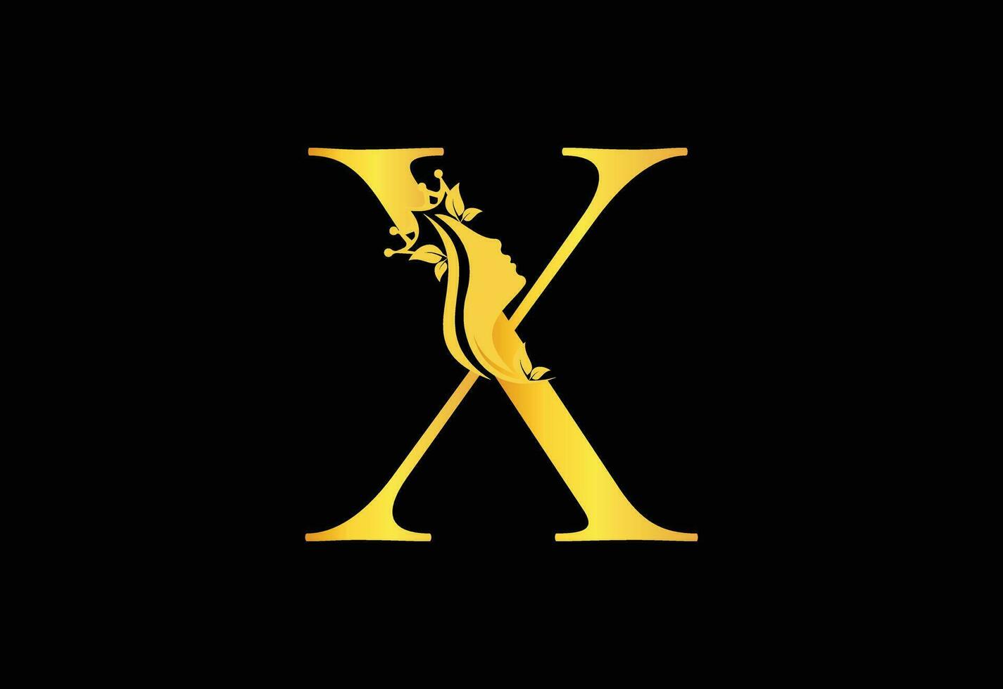 Golden Luxury Beauty Classic Letter X Brand Icon vector