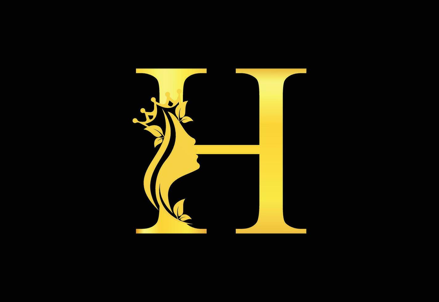 Golden Luxury Beauty Classic Letter H Brand Icon vector
