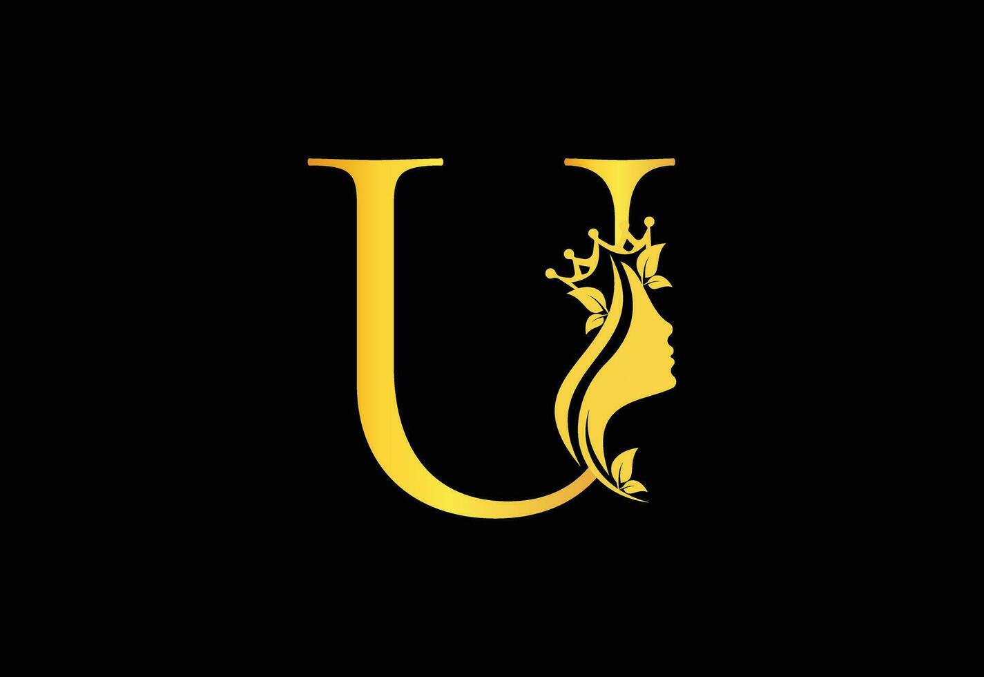 Golden Luxury Beauty Classic Letter U Brand Icon vector