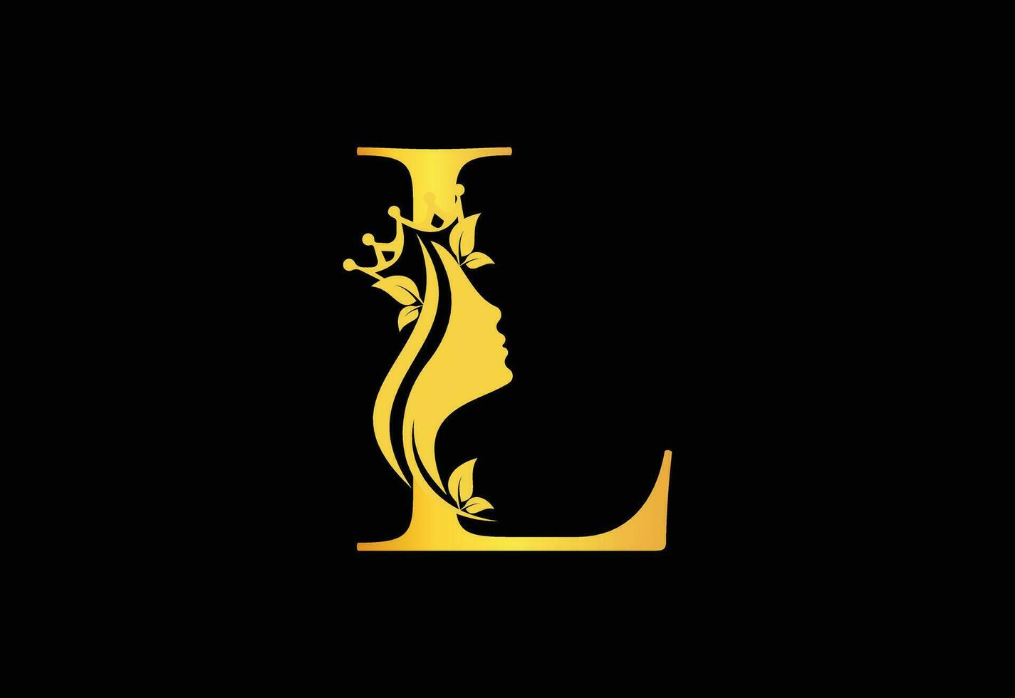 Golden Luxury Beauty Classic Letter L Brand Icon vector