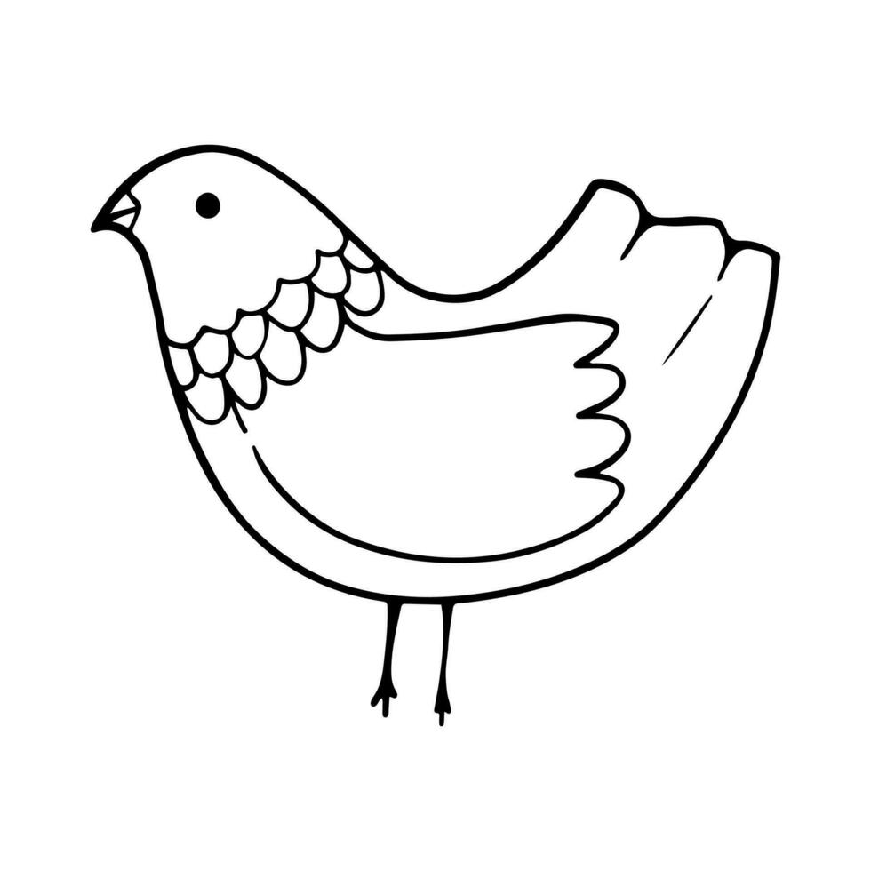 pájaro dibujos animados garabatear ilustración. negro línea pequeño aves, diferente posa, volador. contento personaje. mano dibujado plano resumen icono. moderno de moda vector ilustración