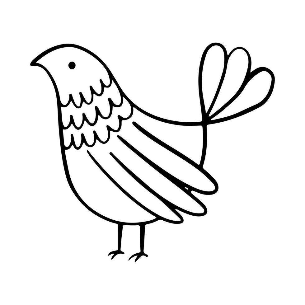 pájaro dibujos animados garabatear ilustración. negro línea pequeño aves, diferente posa, volador. contento personaje. mano dibujado plano resumen icono. moderno de moda vector ilustración