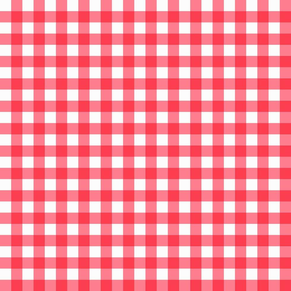 Seamless Checkered Pattern. Red and white textured plaid gingham tablecloth. Vector illustration in flat style