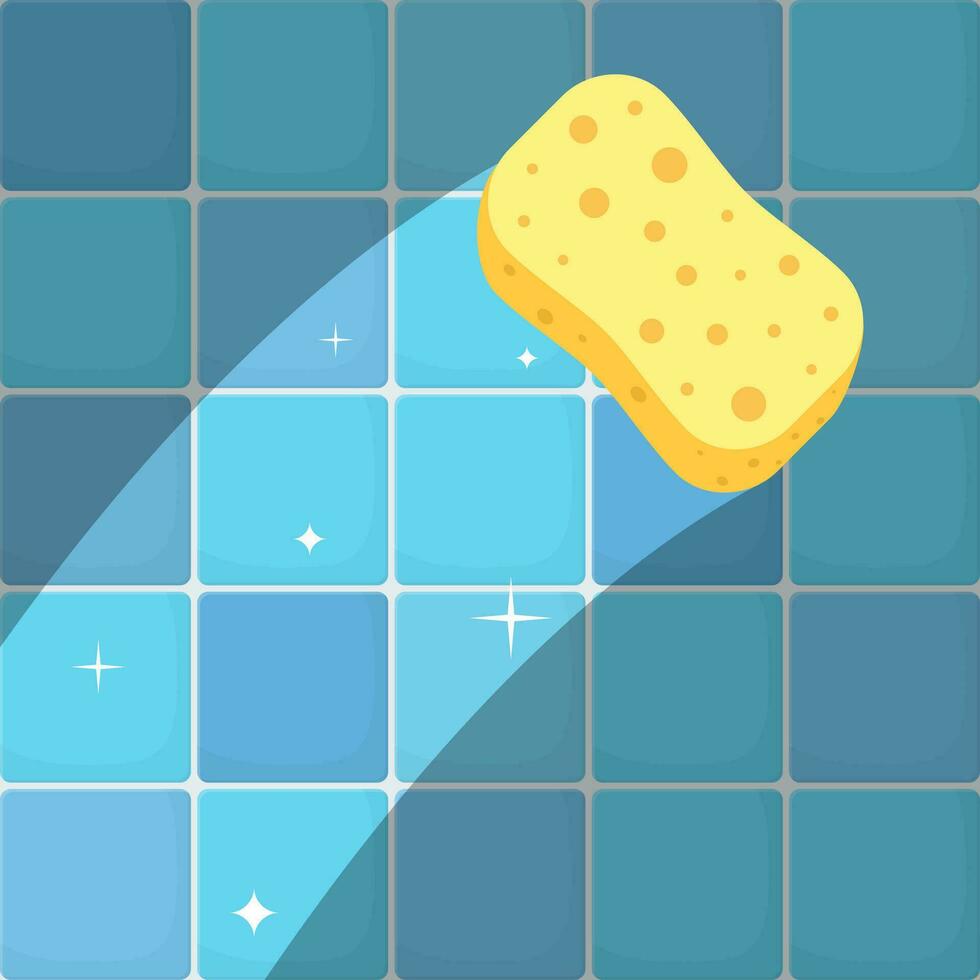 Cleaning concept trace yellow sponge vector