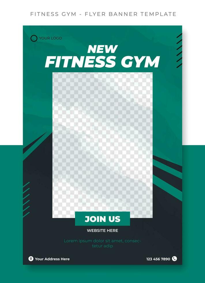 Fitness Gym Sport black green flyer poster banner template design, event promotion vector