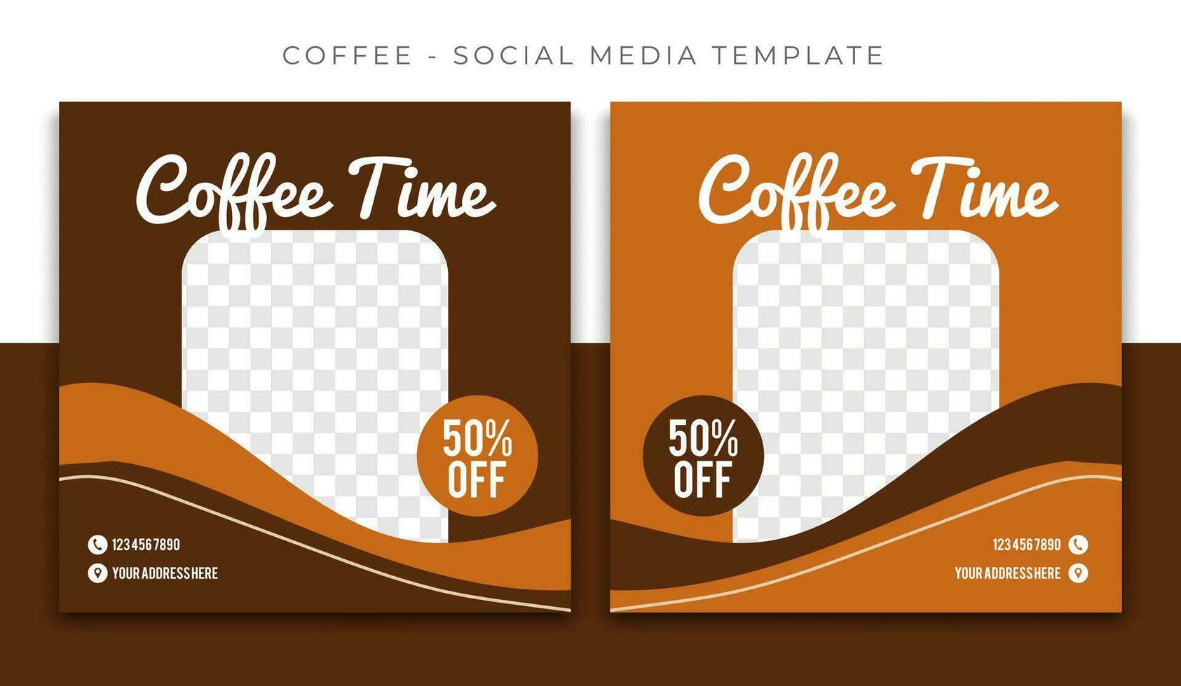 Coffee Restaurant social media post brown template design, event promotion square banner vector