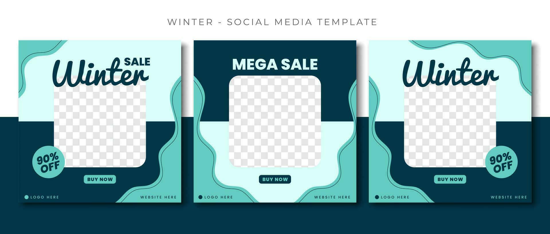 Winter Sale blue social media post template design, event promotion square banner vector