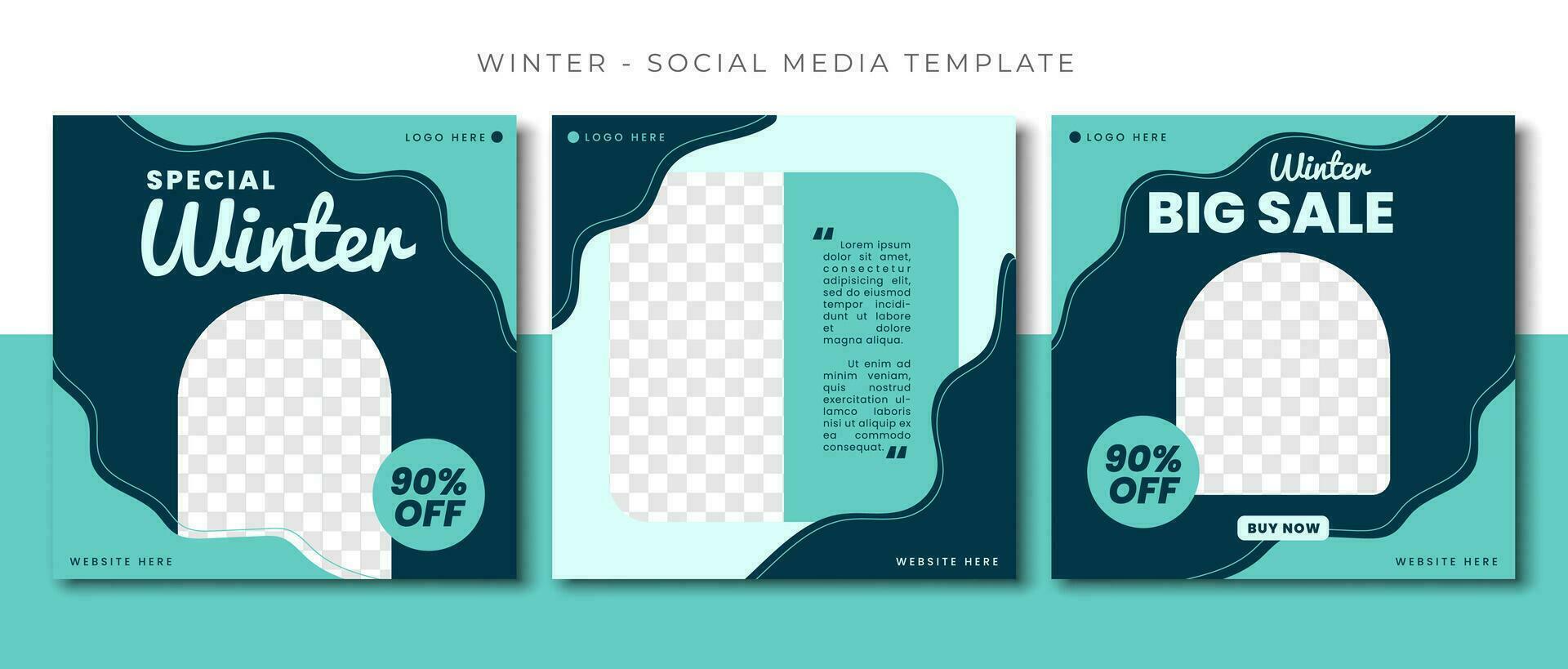 Winter Sale blue social media post template design, event promotion square banner vector