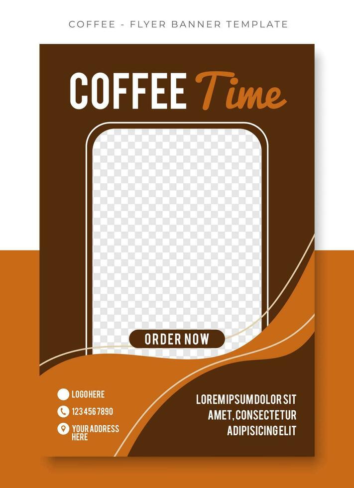 Coffee Restaurant Green Brown flyer poster banner template design, event promotion vector