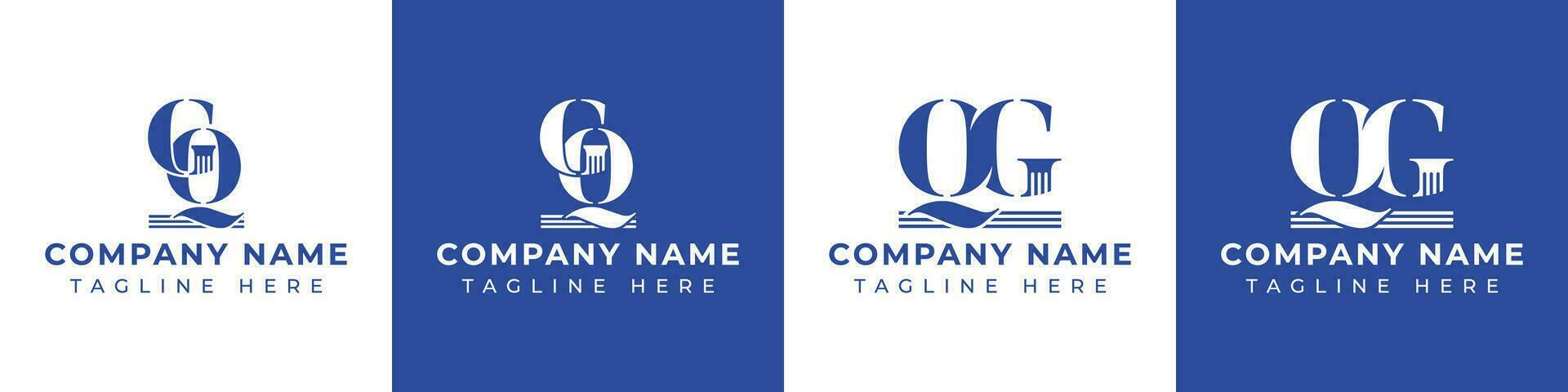 Letter GQ and QG Pillar Logo Set, suitable for business with GQ and QG related to Pillar vector
