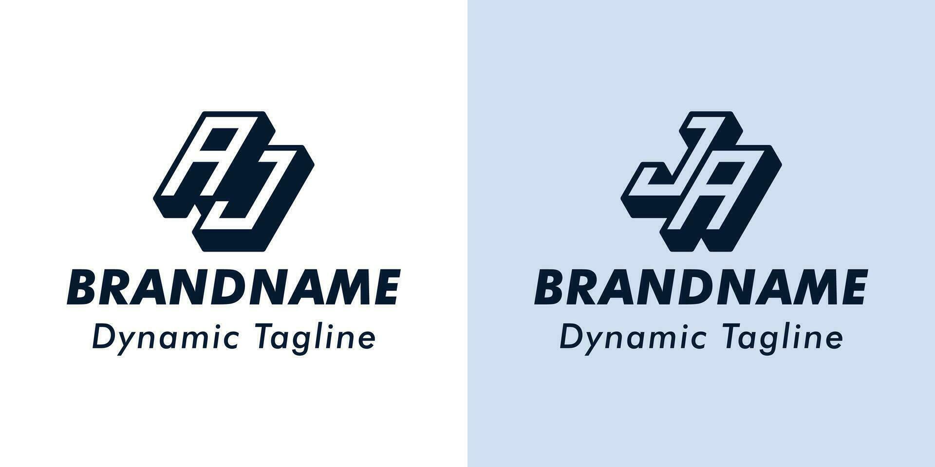 Letter AJ and JA 3D Monogram Logo. Suitable for business with AJ or JA initials vector