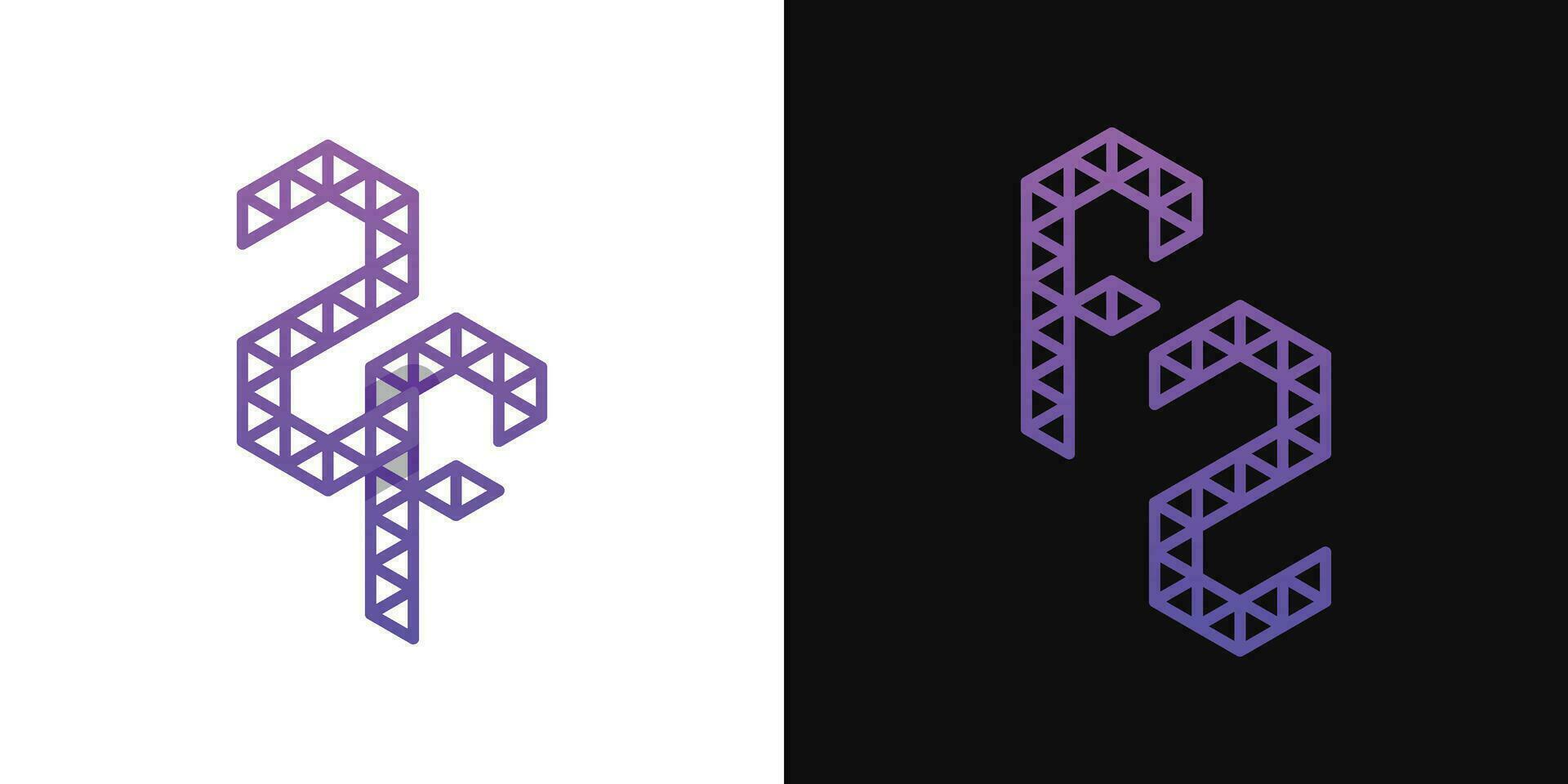 Letters FZ and ZF Polygon Logo Set, suitable for business related to polygon with FZ and ZF initials vector
