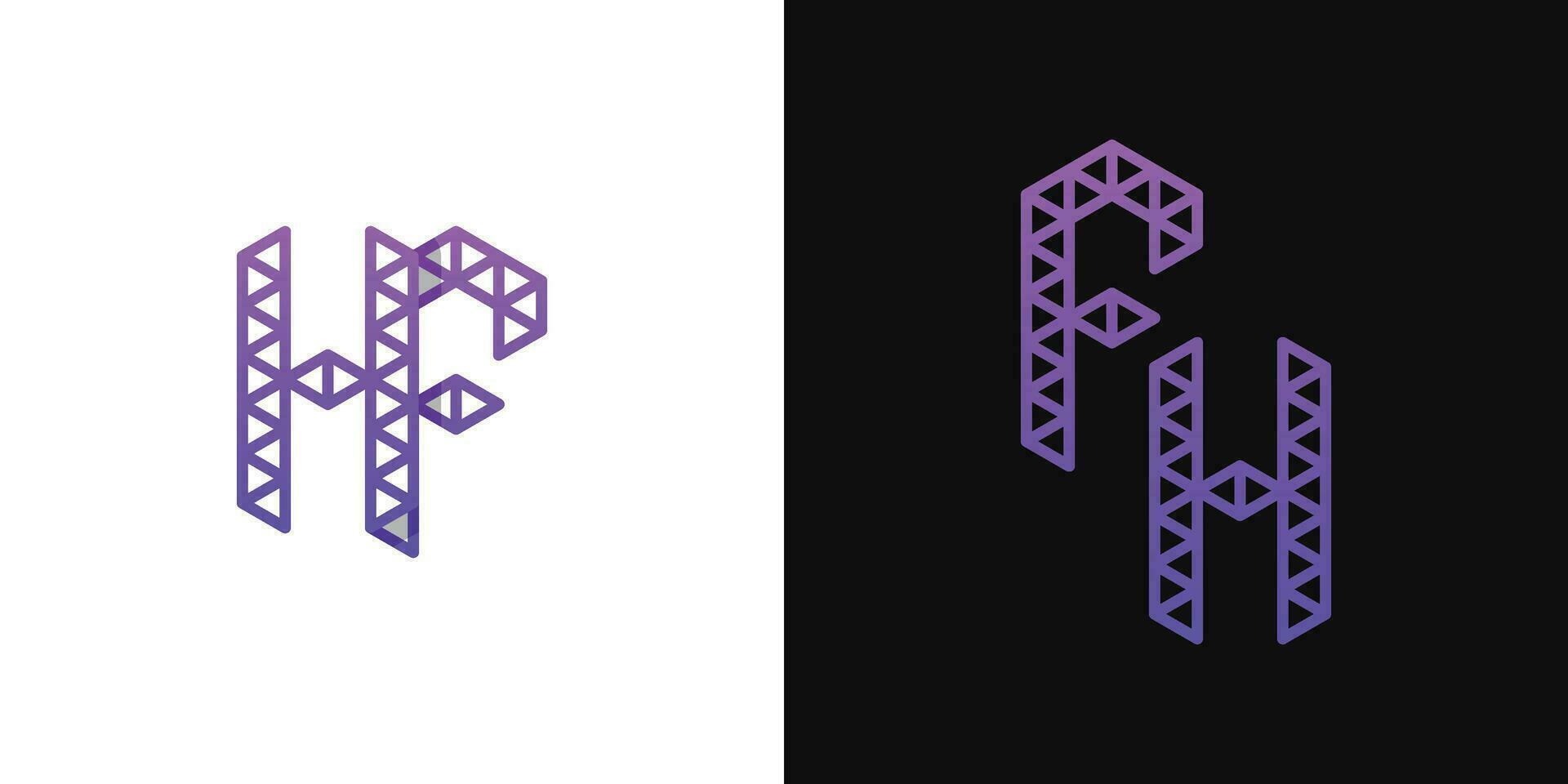 Letters FH and HF Polygon Logo Set, suitable for business related to polygon with FH and HF initials vector
