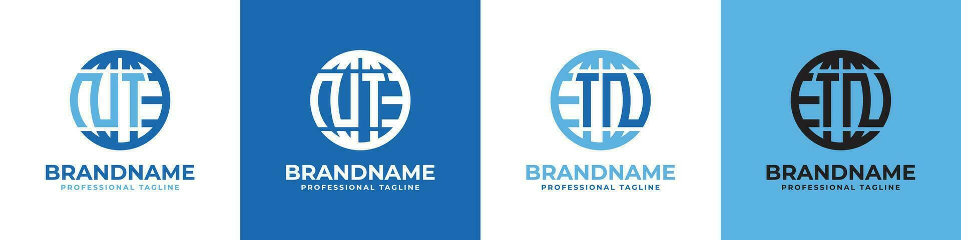 Letter NT and TN Globe Logo Set, suitable for any business with NT or TN initials. vector