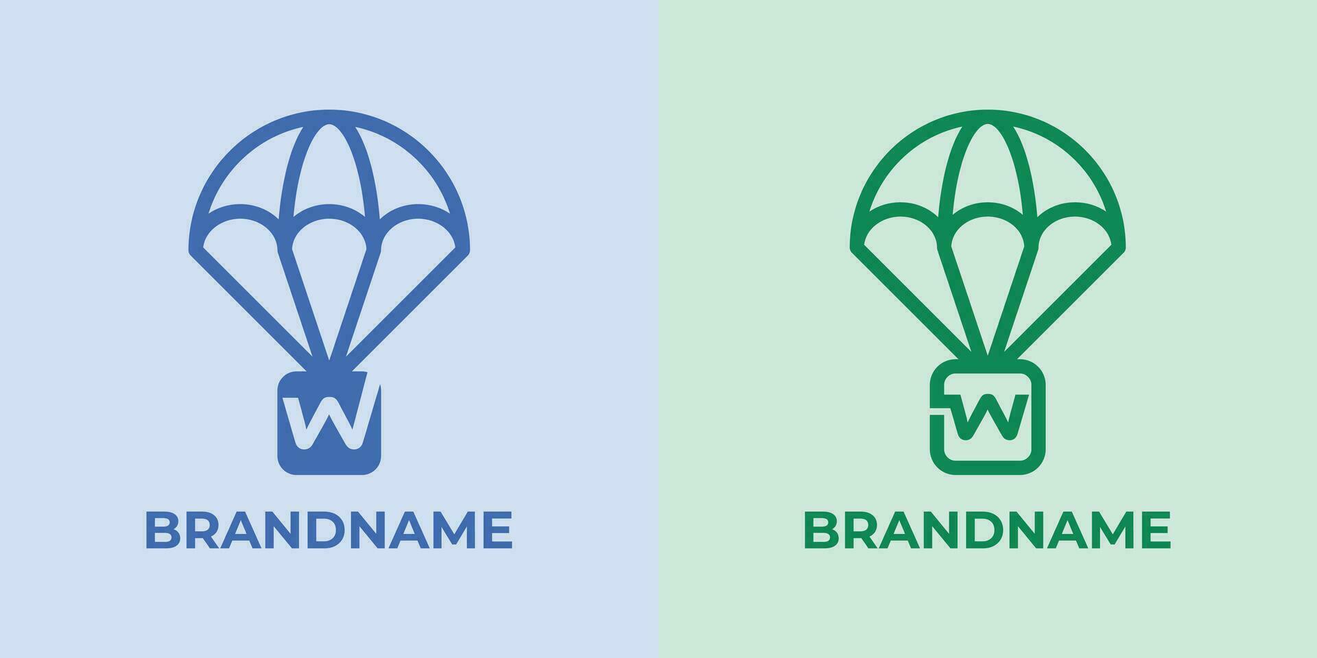Initial W Airdrop Logo Set, great for business related to Airdrop or parachutes with W initial vector