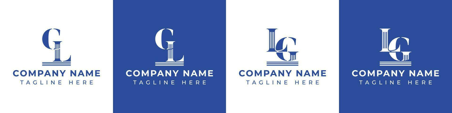 Letter GL and LG Pillar Logo Set, suitable for business with GL and LG related to Pillar vector