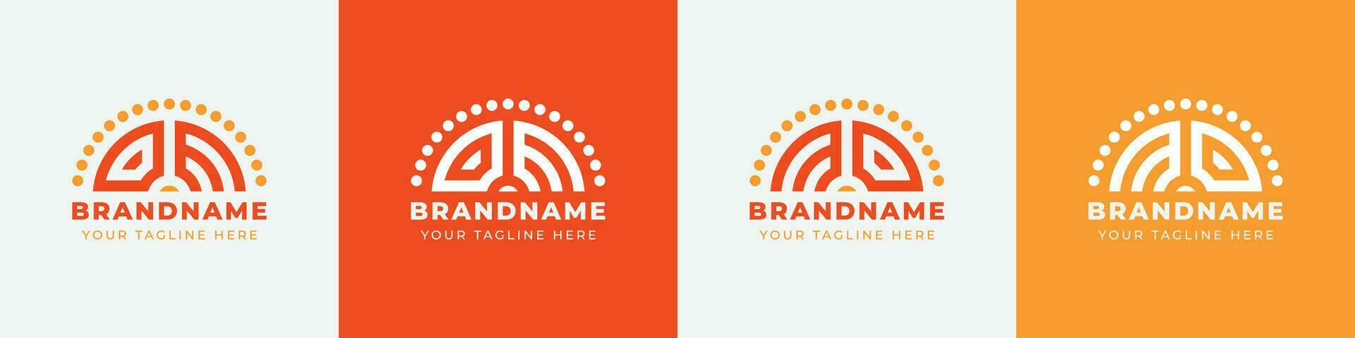 Letter MO and OM Sunrise  Logo Set, suitable for any business with MO or OM initials. vector